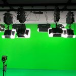 Studio Grün mit Beleuchtung in Hamburg.